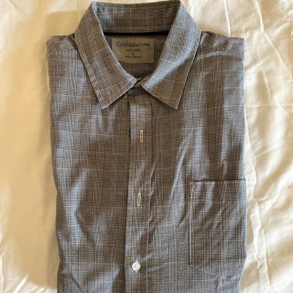 Croft & Barrow Large Gray Striped Shirt